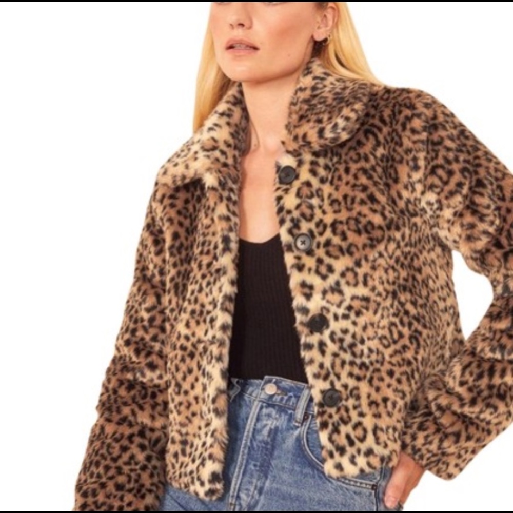 Reformation Leopard Faux Fur Jacket